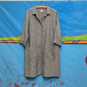 J Jill striped linen swing shirtdress / smock, with pockets, size XL